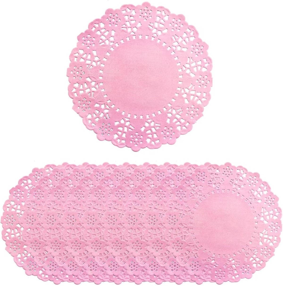 200PK 4.5" Pink Doilies Round Decorative Paper Lace Placemats, Disposable Paper Doily for Wedding Invitation Party for Tableware Plate Decoration, Gift Packing