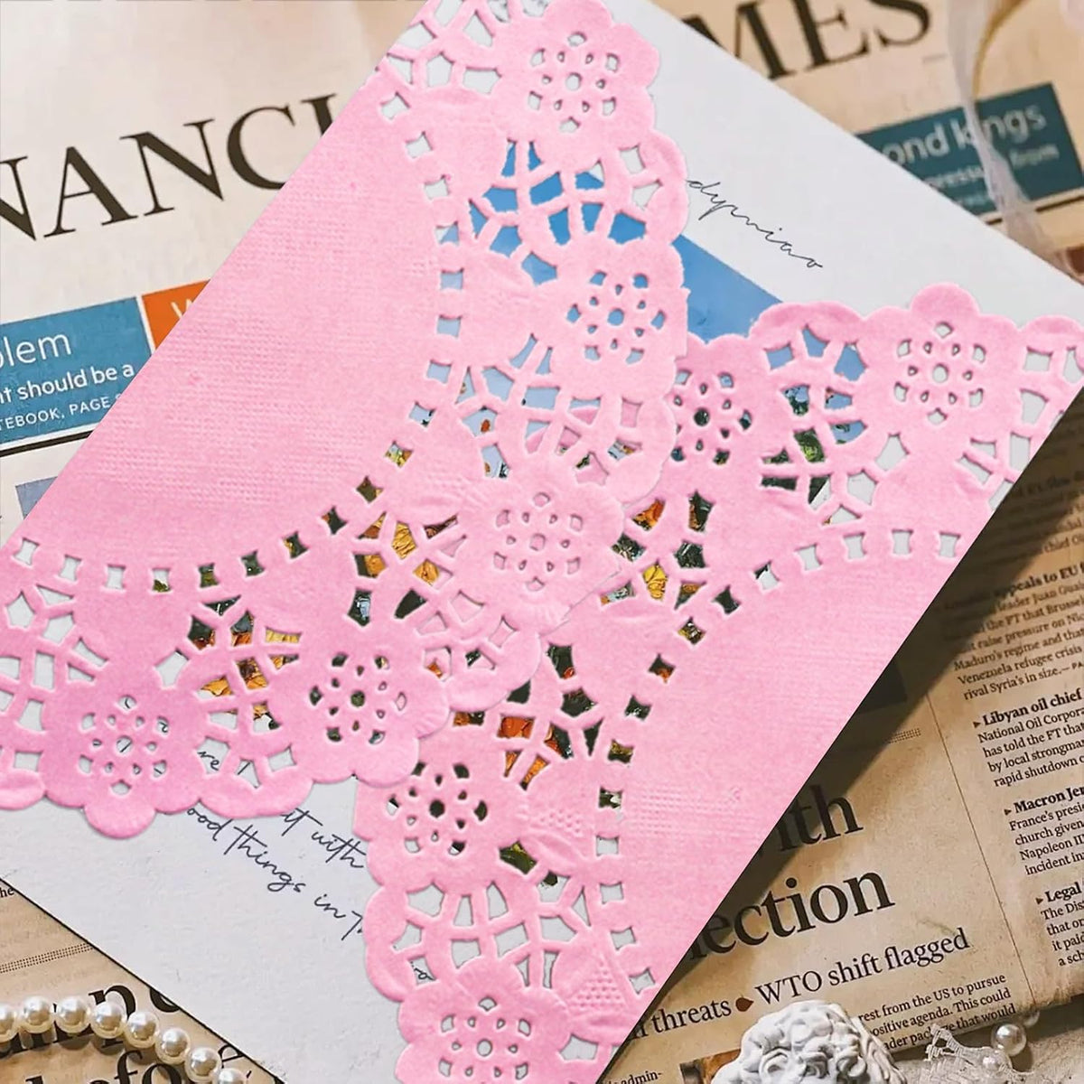 200PK 4.5" Pink Doilies Round Decorative Paper Lace Placemats, Disposable Paper Doily for Wedding Invitation Party for Tableware Plate Decoration, Gift Packing