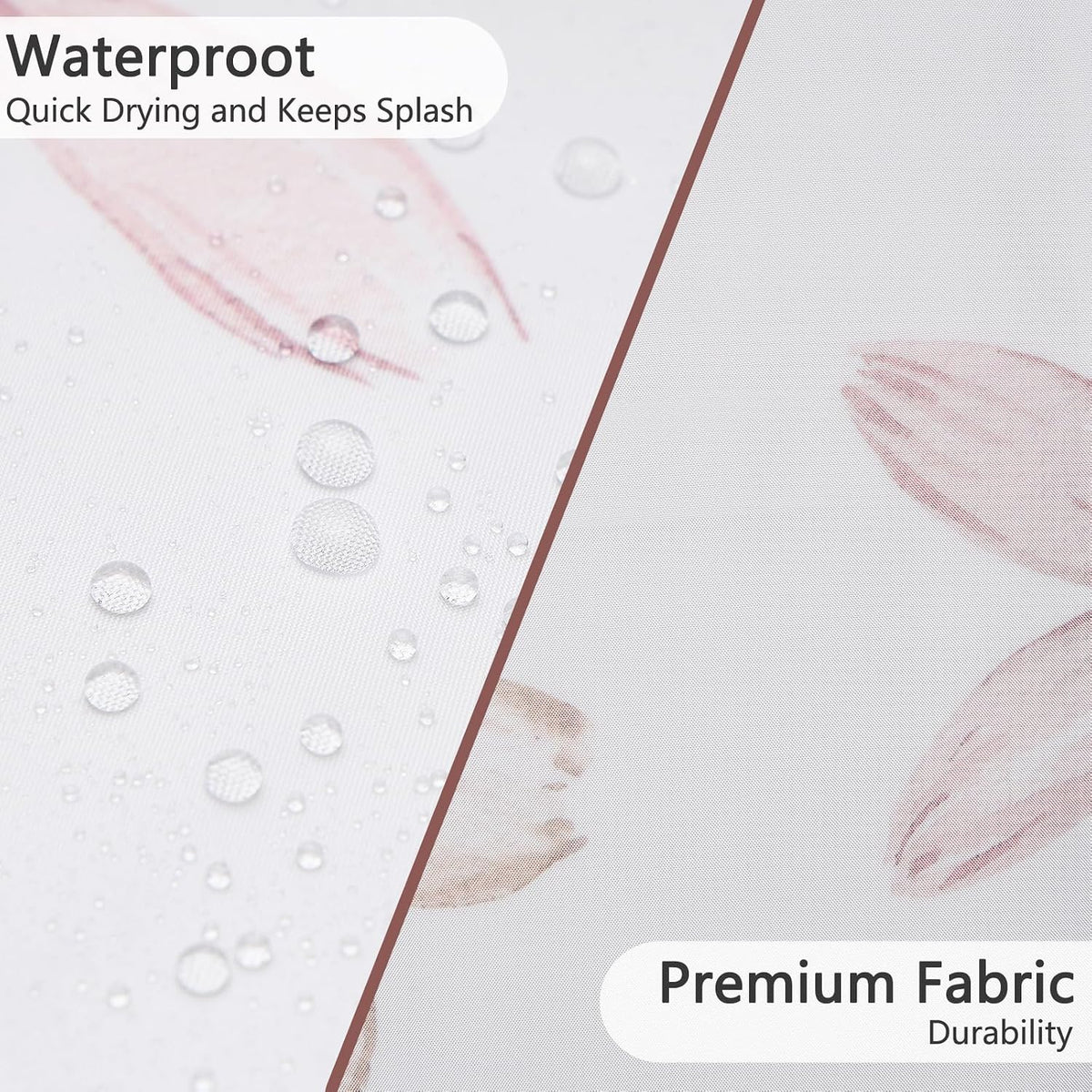 Floral Scalloped Shower Curtain with 12 Hooks 71x74Inches