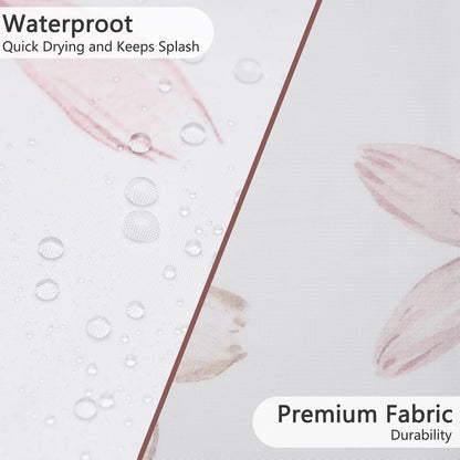 Floral Scalloped Shower Curtain with 12 Hooks 71x74Inches