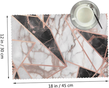 Placemats Set of 4, 12x18 Inch Heat Resistant Place Mats,Rose Gold Marble Print Table Protectors for Dining Table Party Kitchen Table Decor