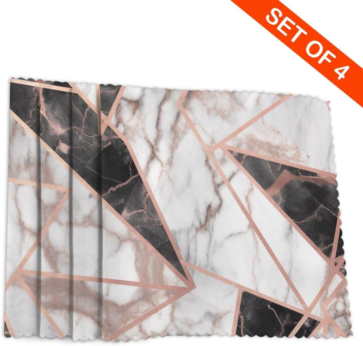 Placemats Set of 4, 12x18 Inch Heat Resistant Place Mats,Rose Gold Marble Print Table Protectors for Dining Table Party Kitchen Table Decor