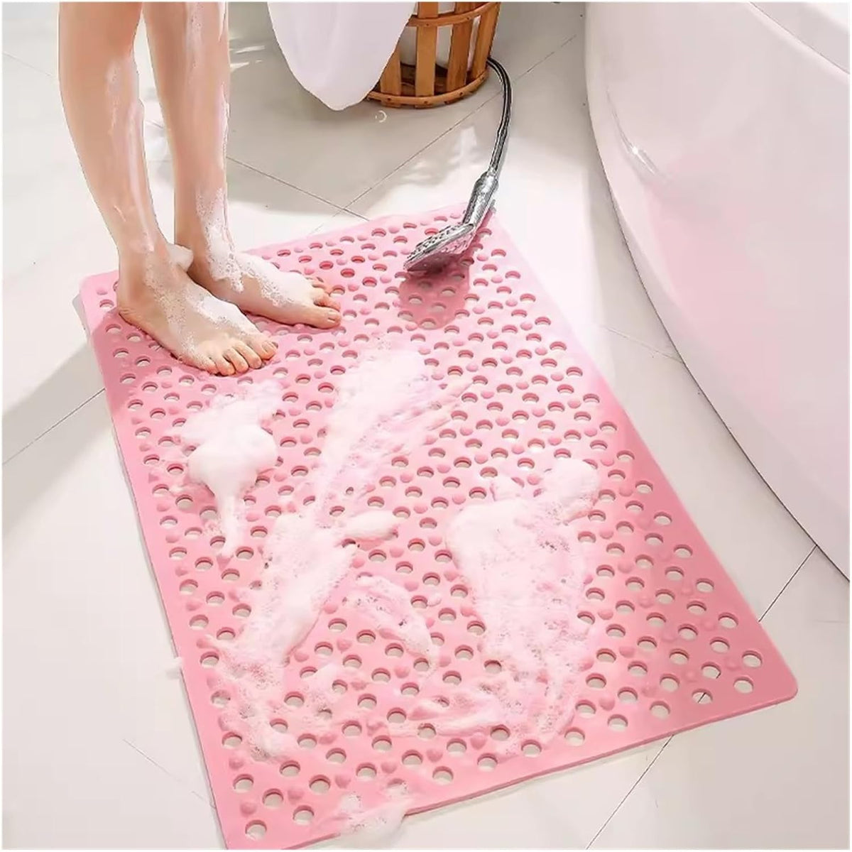 Non Slip Shower Mat Secure Grip, Quick Dry Bath Mat for Tub and Bathroom Floor Safety(Pink,36 * 69cm)
