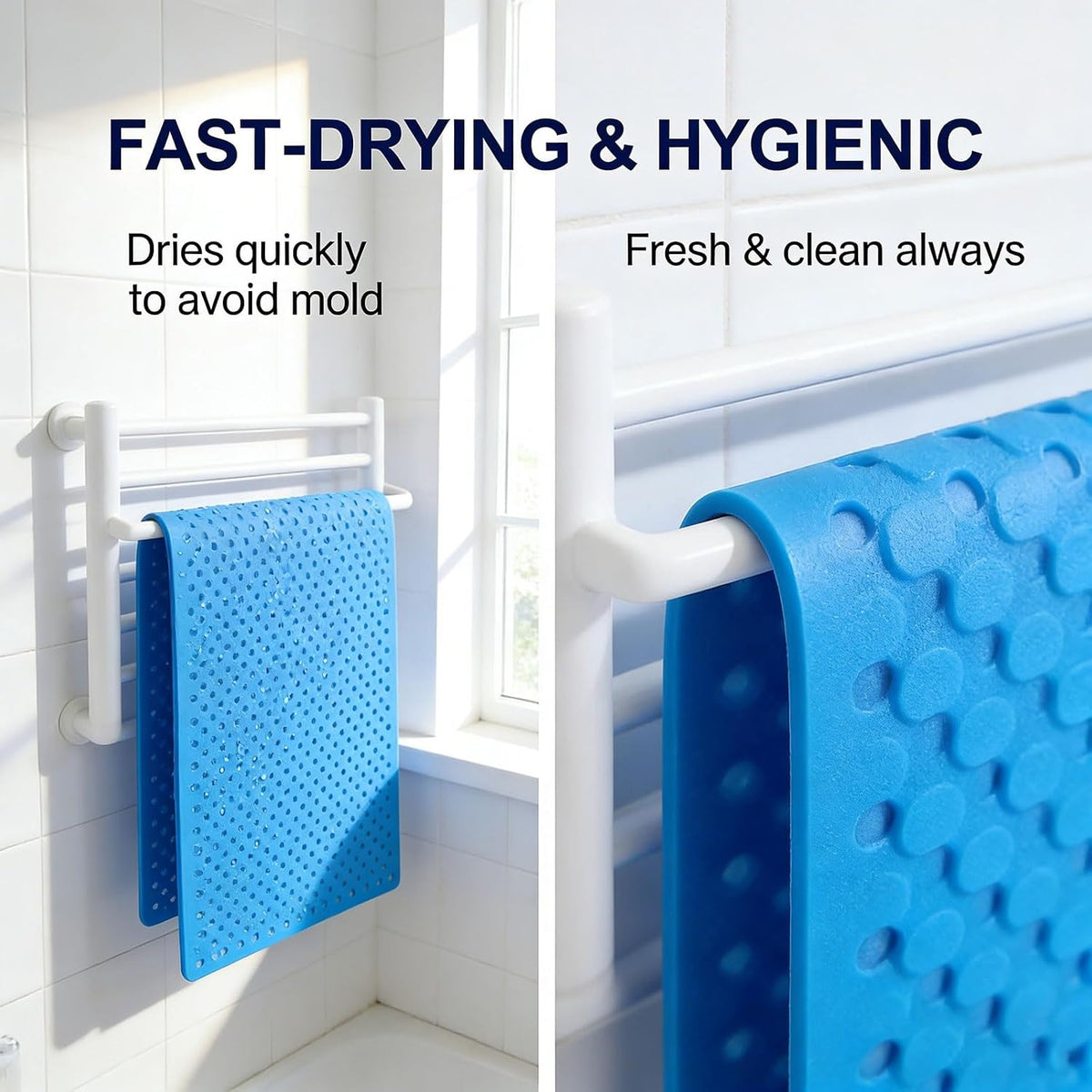 Non Slip Shower Mat Secure Grip, Quick Dry Bath Mat for Tub and Bathroom Floor Safety(Pink,36 * 69cm)