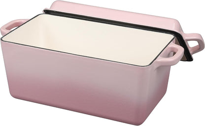 EDGING CASTING Enameled Cast Iron Dutch Oven, Oblong Bread Oven for Sourdough Bread Baking, Baking Pan, Dual Handles, Oven Safe, 4 Quart, Pink