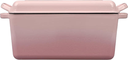 EDGING CASTING Enameled Cast Iron Dutch Oven, Oblong Bread Oven for Sourdough Bread Baking, Baking Pan, Dual Handles, Oven Safe, 4 Quart, Pink