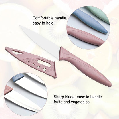 3Pcs Sharp and Durable Fruit Knife (pink, Blue, Green)