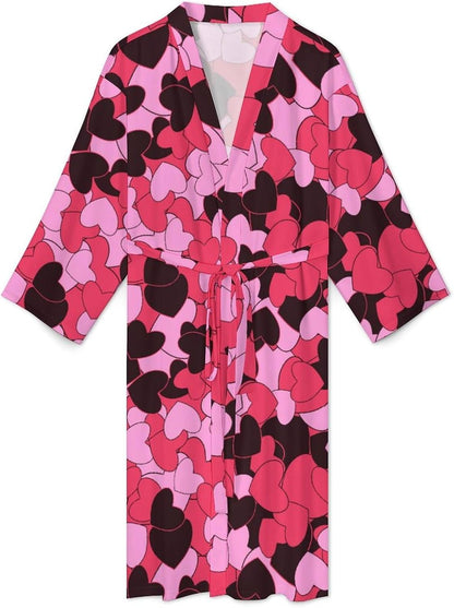 Men's White Bear Flowers Bath Robes Comfy Knit Bathrobes For Women Belted Spa Robe Self Tie Waist Mid-Length Pajamas