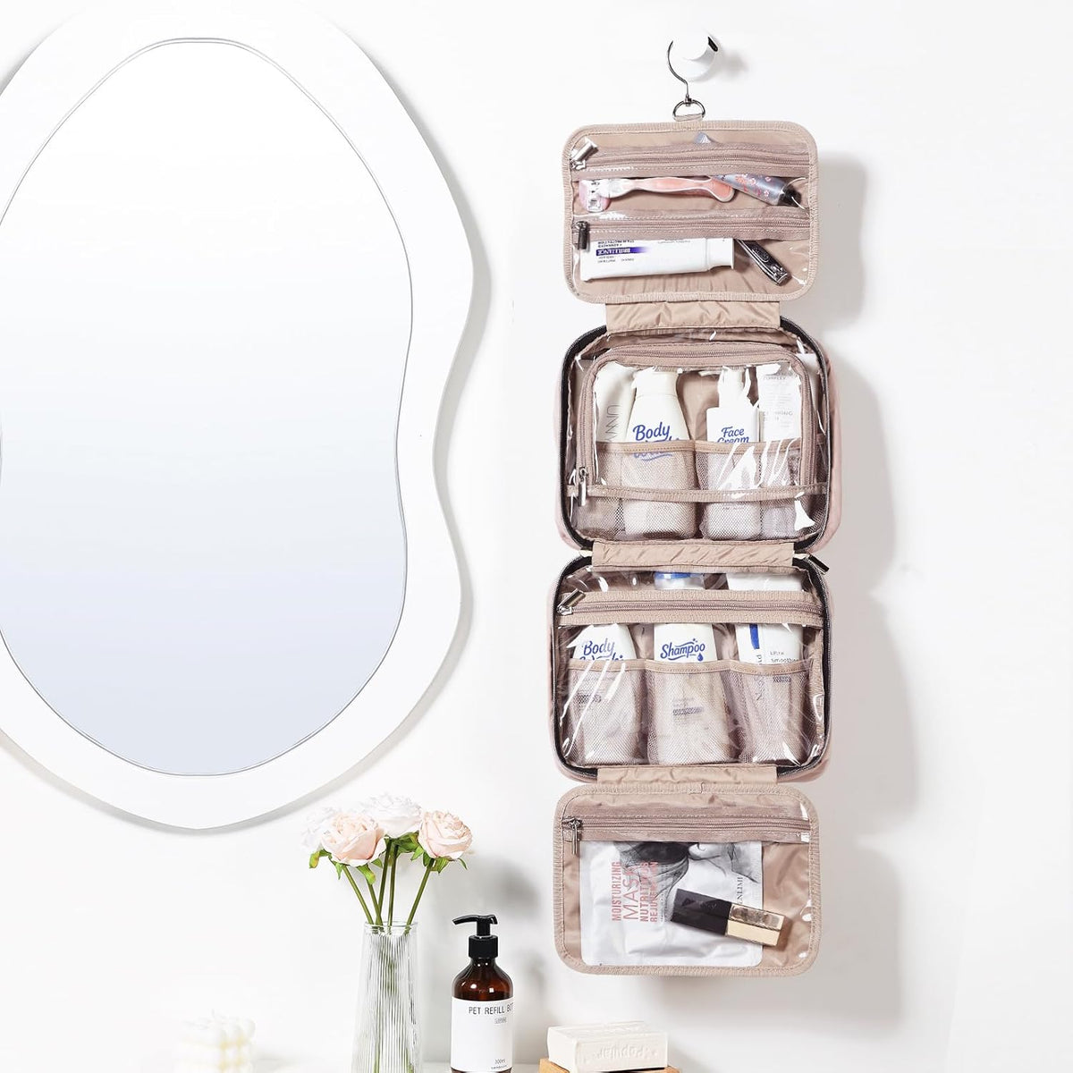 Travel Toiletry Bag for women, Portable Hanging makeup Organizer
