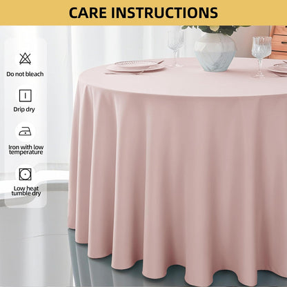 2-Pack Round 90-inch Dusty Pink Table Cloths, Solid Stain and Wrinkle Resistant Circular Tablecloth, Premium Plain Weave Polyester Fabric Table Linen Covers for Hotel, Banquet