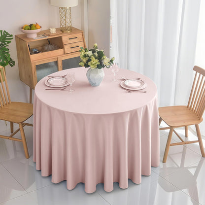 2-Pack Round 90-inch Dusty Pink Table Cloths, Solid Stain and Wrinkle Resistant Circular Tablecloth, Premium Plain Weave Polyester Fabric Table Linen Covers for Hotel, Banquet