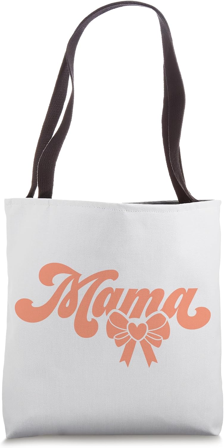 Light Pink Peach Heart Mama Bow Minimalist Pink Peach Mama Tote Bag