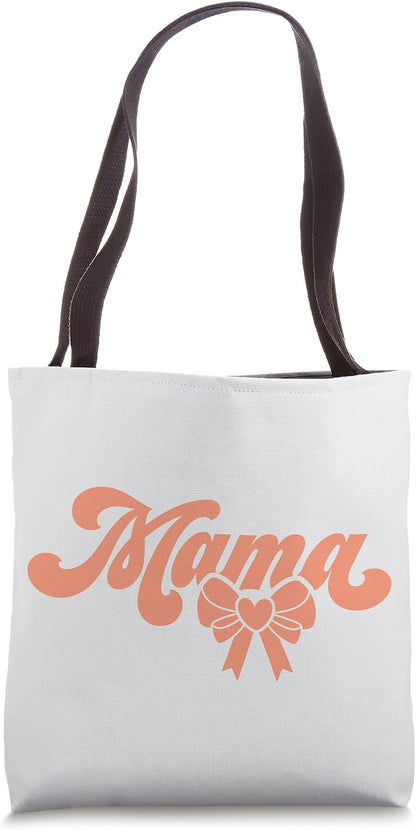 Light Pink Peach Heart Mama Bow Minimalist Pink Peach Mama Tote Bag