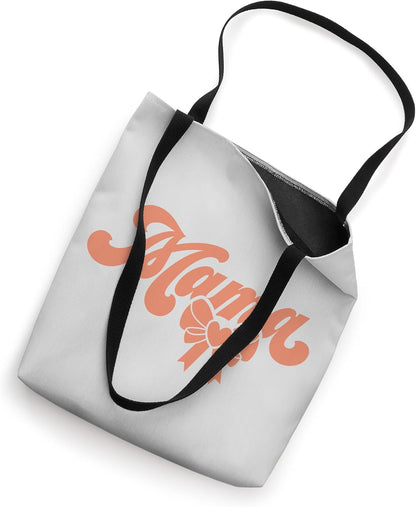 Light Pink Peach Heart Mama Bow Minimalist Pink Peach Mama Tote Bag