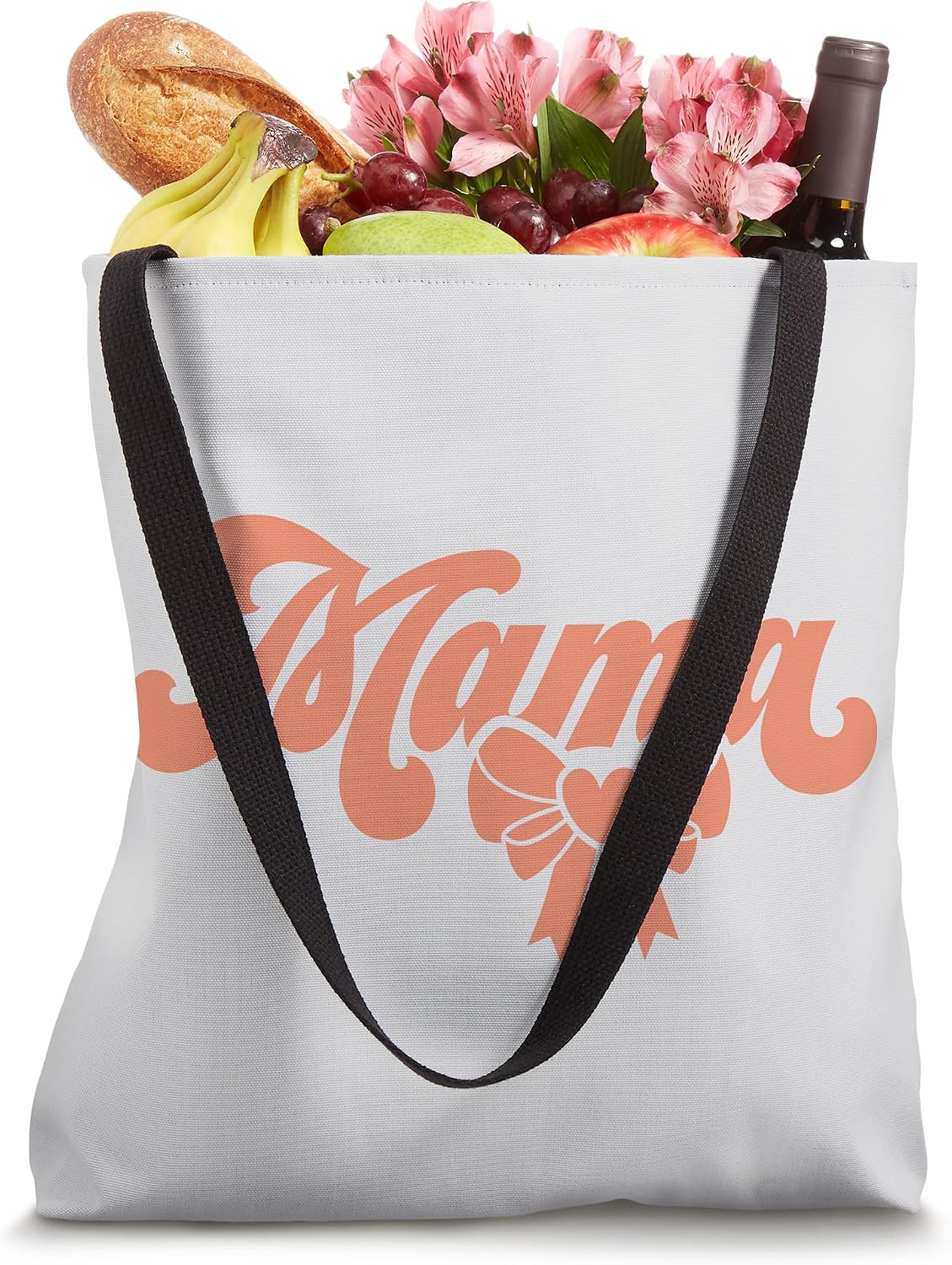 Light Pink Peach Heart Mama Bow Minimalist Pink Peach Mama Tote Bag
