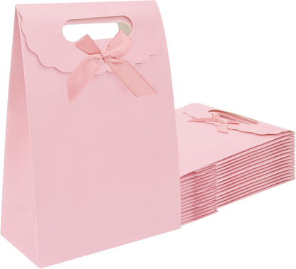 gift bags with handles medium size 7×4×10 inch 16pcs for gift wrap birthday,party favor,wedding,anniversary (pink)