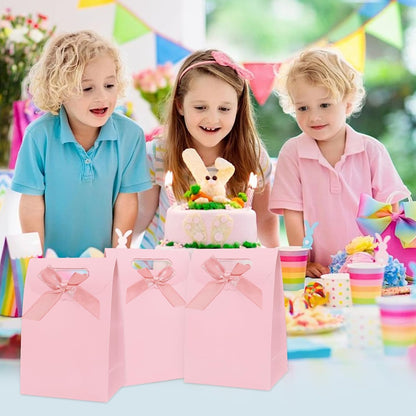 gift bags with handles medium size 7×4×10 inch 16pcs for gift wrap birthday,party favor,wedding,anniversary (pink)
