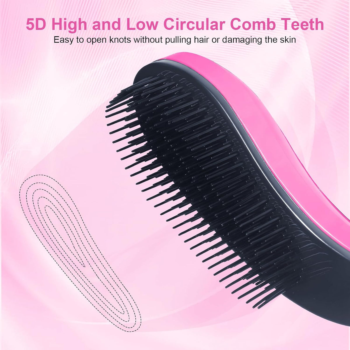 Small Dog Brush, Skin-friendly Soft Bristles (Pink)