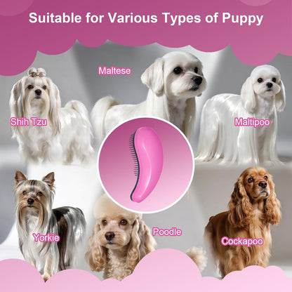 Small Dog Brush, Skin-friendly Soft Bristles (Pink)