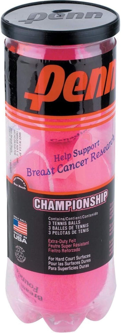 Penn Pink Championship XD Extra-Duty Felt Hard Court Tennis Balls (6 Cans = 1/4 Case)