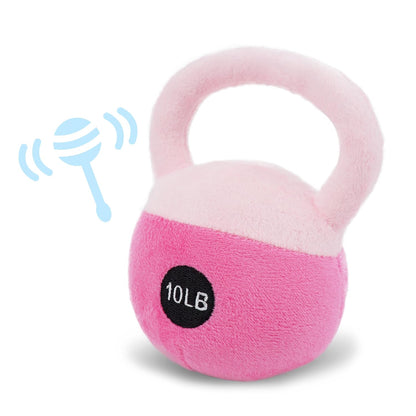 5" Pink Kettlebell Plush Baby Rattle Sensory Toy