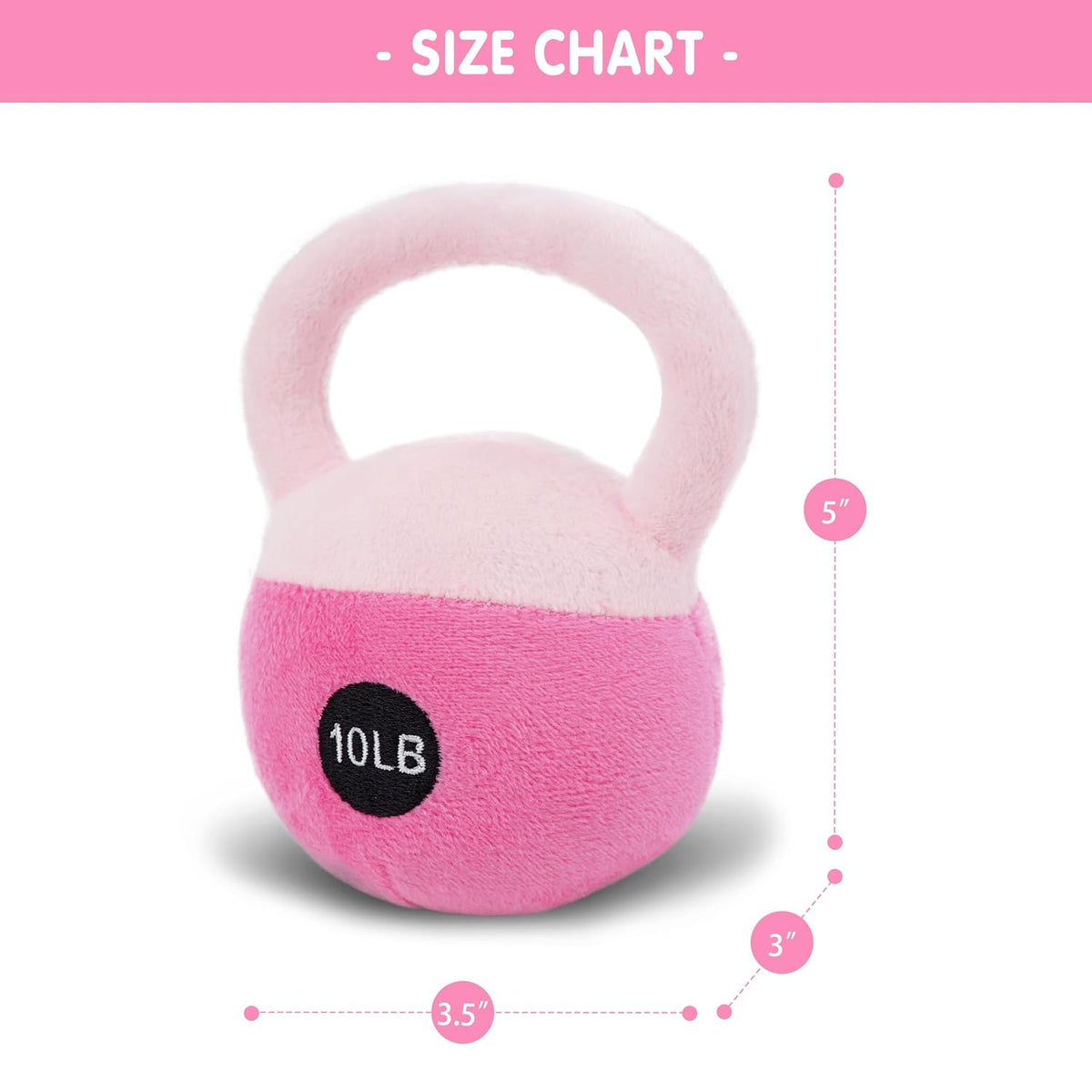 5" Pink Kettlebell Plush Baby Rattle Sensory Toy