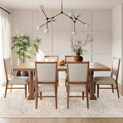 Pink Area Rug 8x10 - Large Oriental Floral Living Room Rugs Accent Rug for Bedroom, Non-Slip Retro Medallion Carpet Print Distressed Rugs for Dining Room Office (Pink/Peach)
