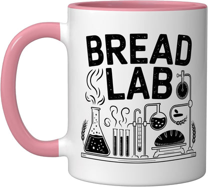 Bread Lab Dutch Oven Baker Science Nerd Baking Sourdough Ceramic Mug, Pink/White