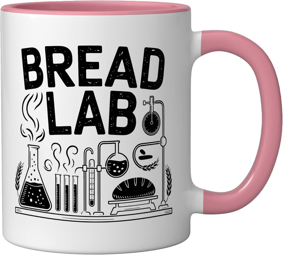 Bread Lab Dutch Oven Baker Science Nerd Baking Sourdough Ceramic Mug, Pink/White
