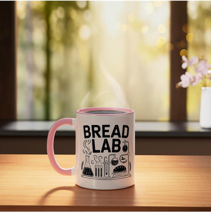 Bread Lab Dutch Oven Baker Science Nerd Baking Sourdough Ceramic Mug, Pink/White