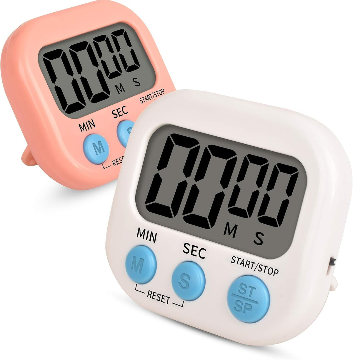 Timer for Kids,Kitchen Timer Digital,Magnetic Back,Loud Ring,Stand for Cooking,Classroom,Bathroom,Teachers,Kids 2 Pack, White Pink