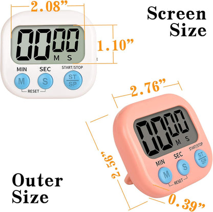 Timer for Kids,Kitchen Timer Digital,Magnetic Back,Loud Ring,Stand for Cooking,Classroom,Bathroom,Teachers,Kids 2 Pack, White Pink