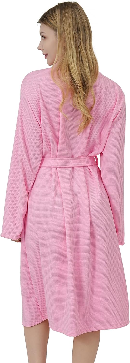 Women’s Waffle Kimono Bathrobe Soft Lightweight Knee-Length for Comfortable Home and Leisure Wear