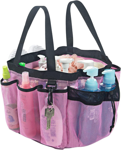 Large Mesh Shower Caddy Hanging Beach Tote Bag Travel Portable Cleaning Caddy Shower Organizer Camping Accessories College Dorm Room Essentials, Pink