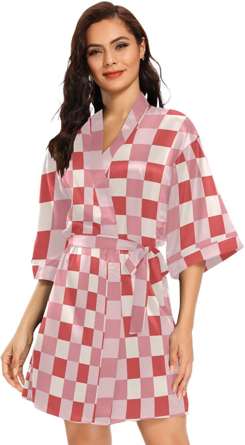 Women's Satin Robe 1 PC Silky Cute Short Robes for Women Lightweight Womens Robes Short Kimono Bathrobes