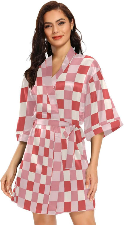 Women's Satin Robe 1 PC Silky Cute Short Robes for Women Lightweight Womens Robes Short Kimono Bathrobes
