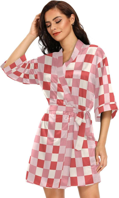 Women's Satin Robe 1 PC Silky Cute Short Robes for Women Lightweight Womens Robes Short Kimono Bathrobes