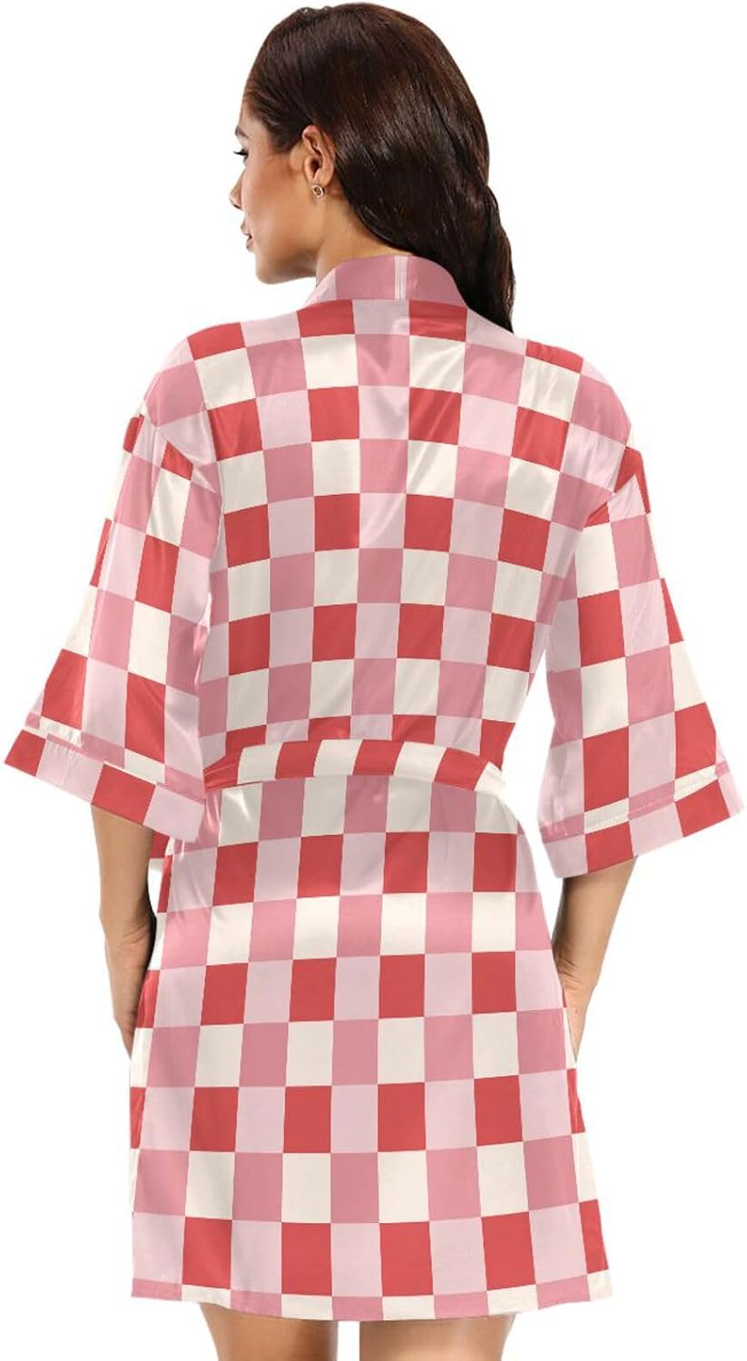 Women's Satin Robe 1 PC Silky Cute Short Robes for Women Lightweight Womens Robes Short Kimono Bathrobes