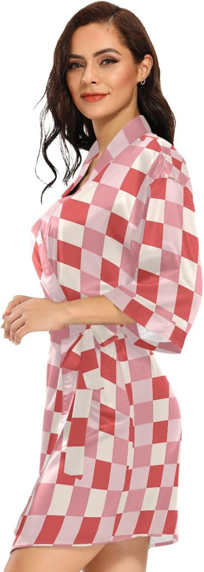 Women's Satin Robe 1 PC Silky Cute Short Robes for Women Lightweight Womens Robes Short Kimono Bathrobes