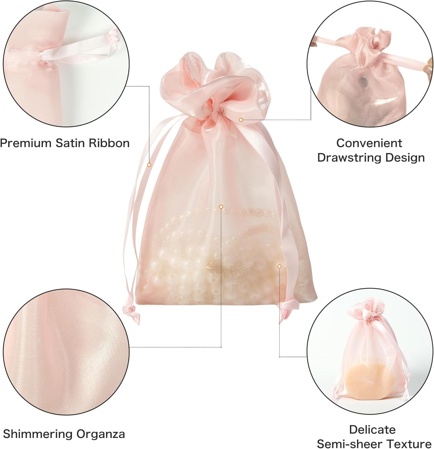 20 Pcs Pink Small Organza Bags 6X9 inch for Wedding Favors with Drawstring, Mini Mesh Gift Bags Jewelry Pouch for Candy Bridal Shower Party Favor Baby Shower Christmas
