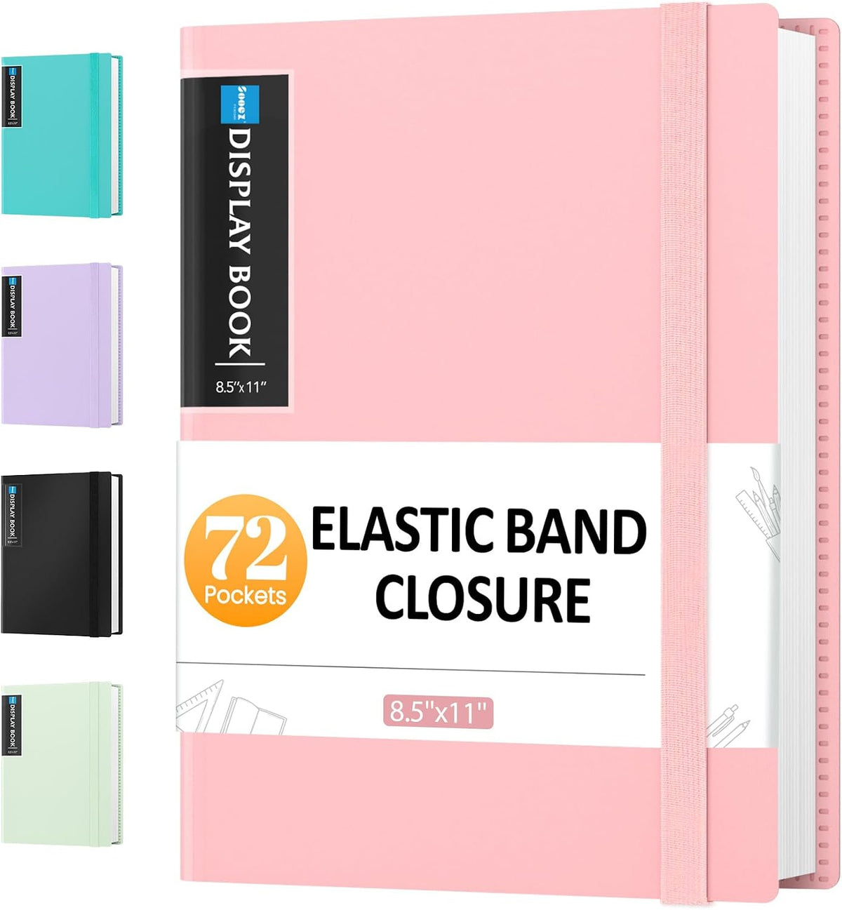 72 Pocket Binder with Plastic Sleeves, Portfolio Display Book, 8.5x11