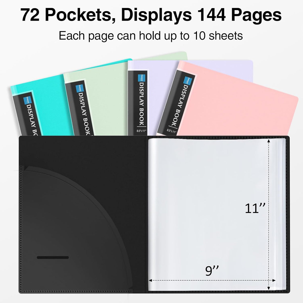 72 Pocket Binder with Plastic Sleeves, Portfolio Display Book, 8.5x11