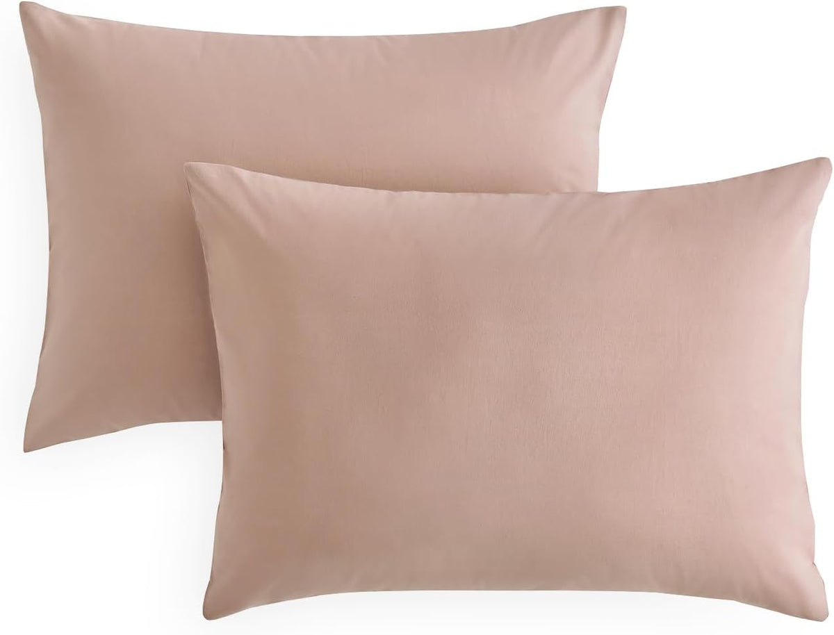 Cotton Pillow Cases, 100% Washed Cotton, Breathable Neutral Farmhouse, Set of 2 Pillowcases Pillow Shams Covers, Dusty Pink, Standard Size 20x26 Inches