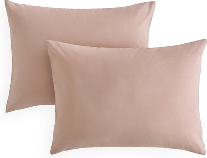 Cotton Pillow Cases, 100% Washed Cotton, Breathable Neutral Farmhouse, Set of 2 Pillowcases Pillow Shams Covers, Dusty Pink, Standard Size 20x26 Inches