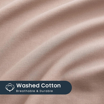 Cotton Pillow Cases, 100% Washed Cotton, Breathable Neutral Farmhouse, Set of 2 Pillowcases Pillow Shams Covers, Dusty Pink, Standard Size 20x26 Inches