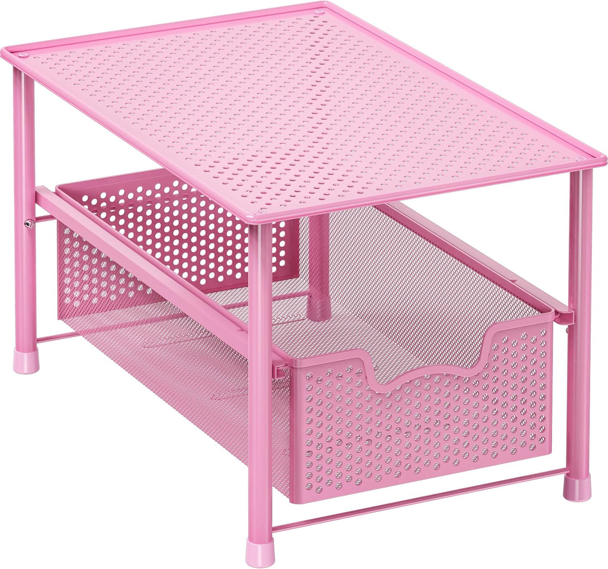 Stackable Under Sink Sliding Basket Drawer, Pink