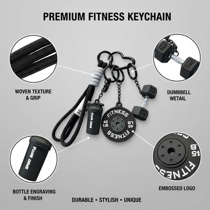 Fitness Keychain Set with 2 Barbell Charms,Gym Keychain for Women,Black and Pink PVC Keychain Accessories for Gym Bags and Personal Items, Ideal for Fitness Enthusiasts and Gift Giving