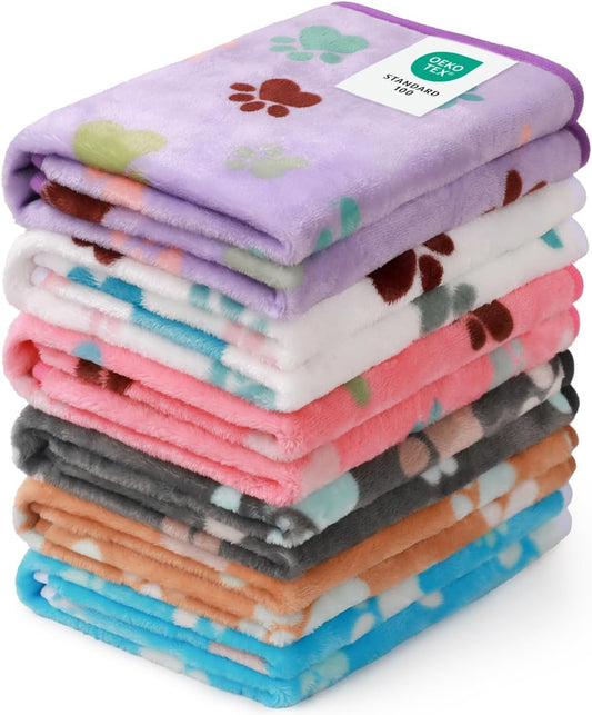 Luciphia 1 Pack 6 Dog Blankets Cat Soft Fluffy Fleece Pet Blanket Warm Cute Print Design Puppy Kitten Doggy Paw Small(23"x16")