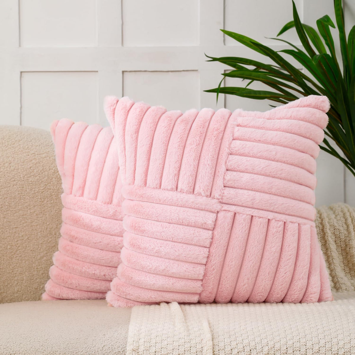 Pink Valentines Decorative Throw Pillow Covers 18x18 Set of 2