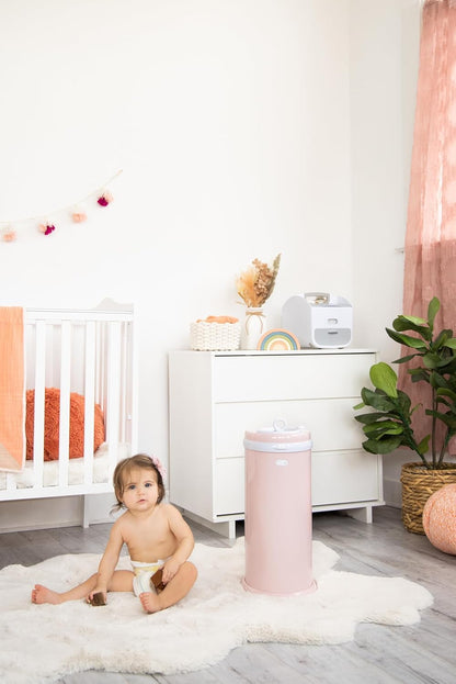 Stainless Steel Diaper Pail, No Special Bags, Odor-Locking, Blush Pink